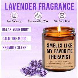 AnhTram97 Smells Like My Favorite Therapist Candle - Humorous Therapist Gift - Lavender Scented Soy Wax Candle - 8oz - Approx. 50 Hour Burn Time
