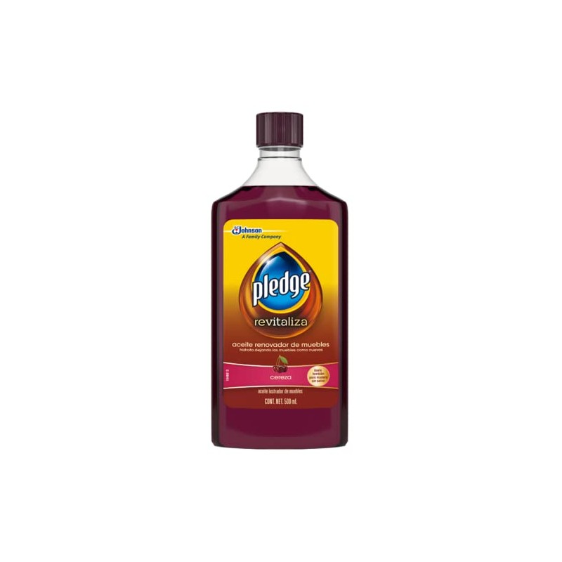Pledge Aceite Renovador de Muebles, Rojo Liquido, Aroma Cereza, 500mL