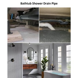 Wisyurt ABS Bathtub Shower Drain Pipe Flat P Trap Free Standing Tub Drain for Bath Bathtub Drain