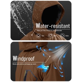 MAGCOMSEN MAGCOMSEN Winter Coats For Men Jacket Ski Warm Snowboard Tactical Jackets Work Snow Waterproof Brown X-Large