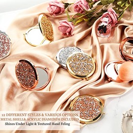 Cindeer Espejo Compacto de Aumento Cosmtico Herramienta de Maquillaje de Bolsillo Plegable Espejo de Mano Redondo de Diamantes de Imitacin con...     