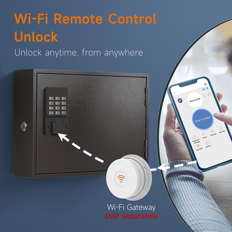 WeHere 60 Key Lock Box Wall Mount, Smart Key Cabinet