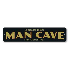 Welcome Man Cave Sign, Established Date Sign, Custom Est Date Man Cave Decor, Man Room Aluminum Sign - 4 x 18