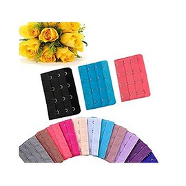 echo-ove Women Ladies Assorted Colors Bra Strap Extender Bra Extension Straps 4 Hooks 3 Rows Spacing Adjust Bra Clip Spacing Bra Extender Hooks Strap Pack of 15