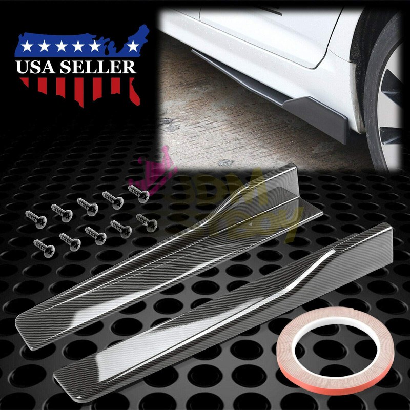 JDMBESTBOY Carbon Fiber Black Universal Car Side Skirt Extension Splitters