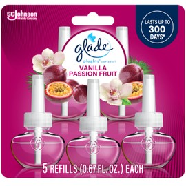 Glade PlugIns Refills Air Freshener, Scented and Essential Oils for Home and Bathroom, Vanilla Passion Fruit, 3.35 Fl Oz, 5 Count