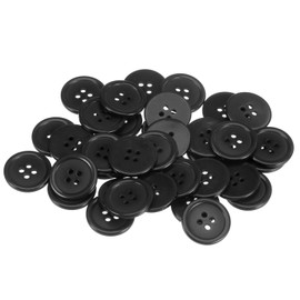 HARFINGTON 100pcs 32L Sewing Buttons 3/4"(20mm) Resin Round Flat 4-Hole Craft Buttons for Sewing Clothing and DIY, Black