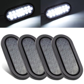 Ledvillage 6 Inch Smoked Lens White 24 LED Oval Tail Clearance Lights Reverse Signal Lamp for Tow Trailer Truck Pickup Plug & Grommet Rear Marker Bulb 12V DC (4 Pcs)