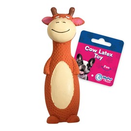 My Pet & Me - Squeaky Dog Toy – Durable Stuffed Toy for Dogs, Perfect for Chewing, Fetch, and Teething – Interactive Squeaker Latex Toy for Puppies and Playful Chewers (Orange Cow, 6 Inch)