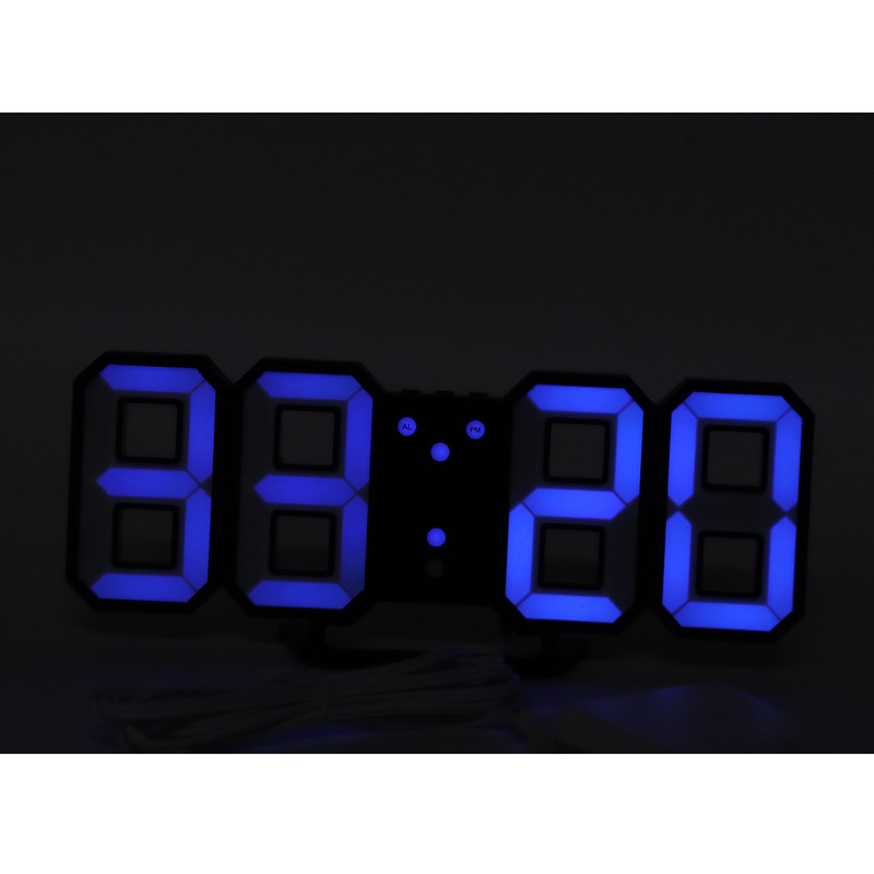 3D LED Digital Desktop Clock Dimmable Snooze Time Memory 12