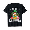 Mele Kalikimaka Merry Xmas Light Santa Hawaiian Pineapple T-Shirt, black