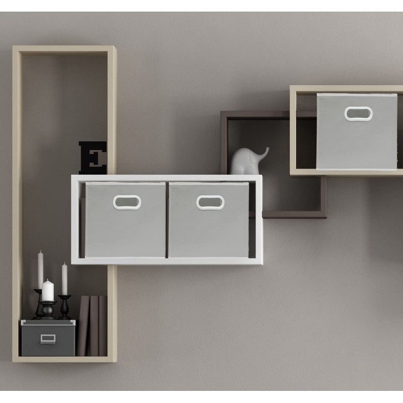 Simple Houseware Foldable Cube Storage Bins with Handles, 11-Inch, Gray,