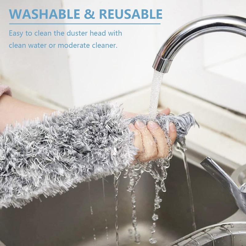 Microfiber Duster with Extension Pole(Stainless Steel) 30 to 100'', with