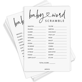 GardenCity 50 Baby Shower Word Scramble Game Cards, Fun Baby Shower Games for Boy or Girl, Gender Neutral - Minimalist