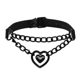 Eigso women vintage punk choker with black heart shape pendant necklace necklace hip-hop jewelry adjustable