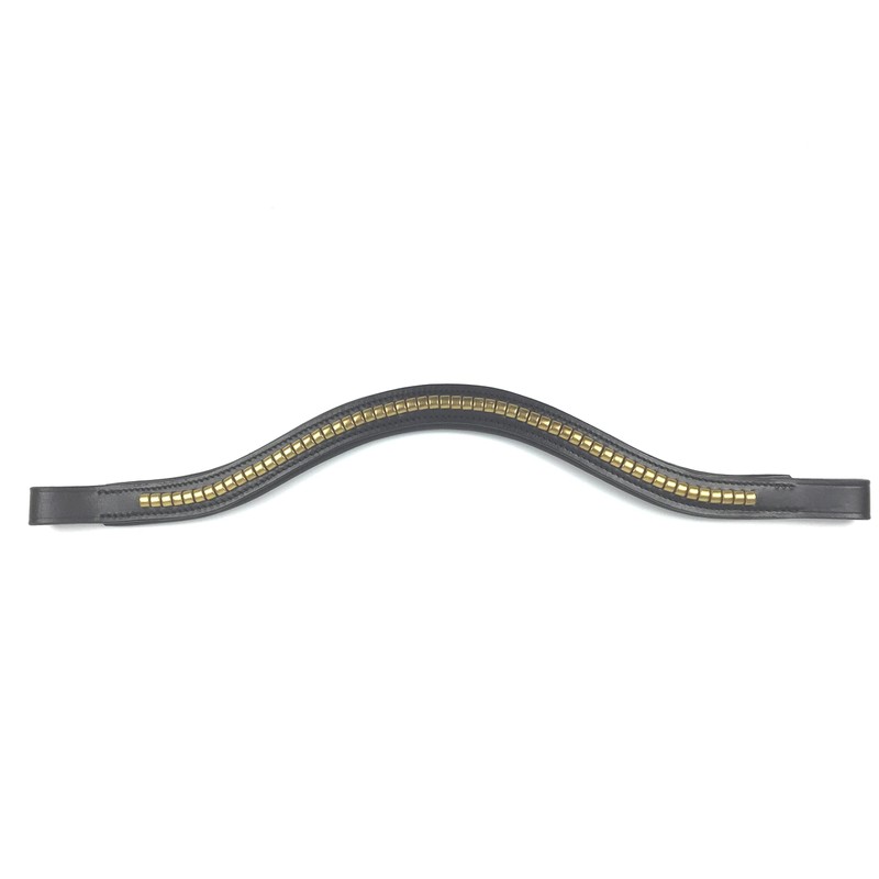 gs-sports Headband for Bridle Gold Clincher Headband Leather Black 42