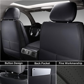 Coverado Toyota Tundra Seat Covers, Leather Seat Covers Compatible with 2007-2021 Toyota Tundra Crew/Crewmax/Extended/Double Cab Automotive Seat Covers for Car Trucks (Front, Blue)