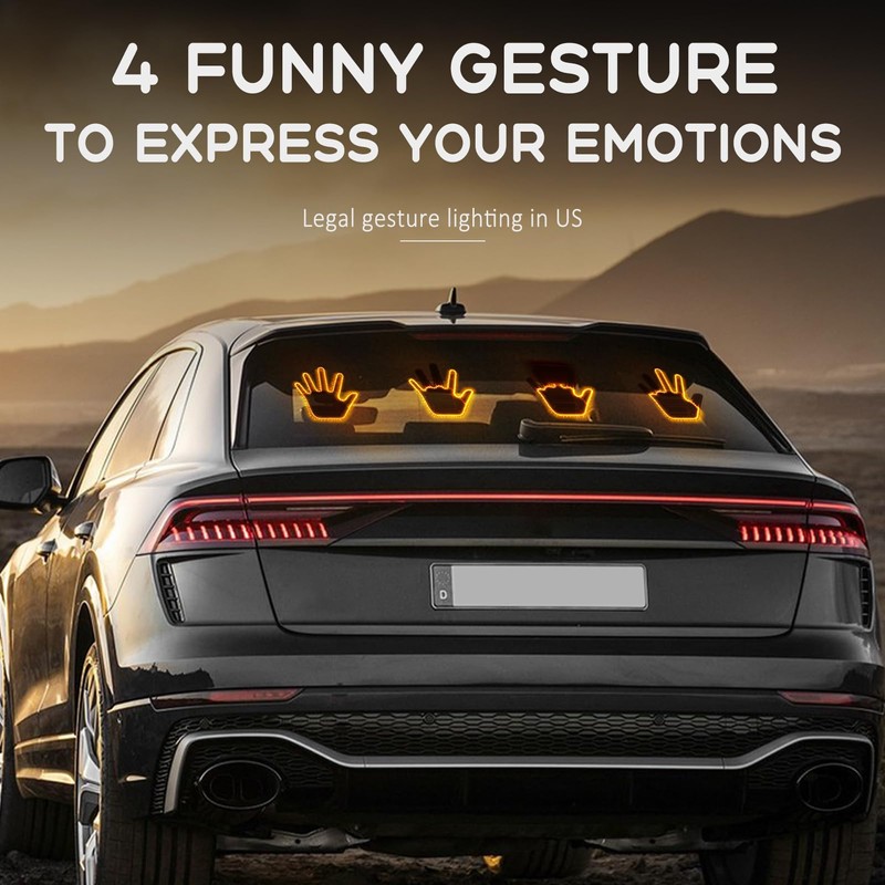 ISUNMEA Car Finger Light with Remote, Yellow Led Hand Gesture