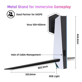 KTC Computer Monitor Stand for Desk, White Monitor Stand, with RGB Light, -5° ~ +20° Tilt Adjustable, 100×100mm Vesa Support G42P5 OLED Gaming Monitor, Computer Monitor Accessories