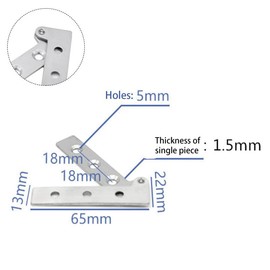 2 Door Pivot Hinge Kits,Stainless Steel Spindle,L Shape Heavy Duty Concealed Rotating Door Hinge 65MM*2.5MM=