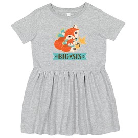 inktastic Big Sis Woodland Fox Sister Toddler Dress 2T Heather Grey 2db14