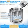 Ice Bucket, Ice Bucket with Silicone Sealing Ring Double-Wall Vacuum