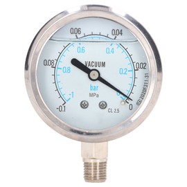 Vacuum Pressure Gauge Test Meter 1/4in NPT Dual Scale Stainless Steel for Water Oil ‑0.1‑0Mpa