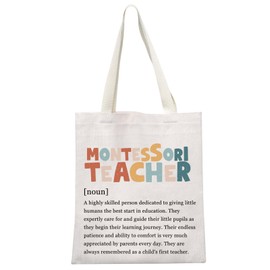 GJTIM Montessori Teacher Tote Bag Kinder-garten Teacher Gift Early Child-hood Educator Appreciation Gift Teacher Stuff Bag (Montessori Teacher Tote)