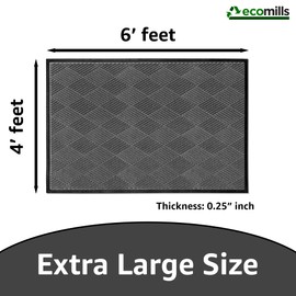 Ecomills Deluxe Diamond Entrance Door Mat, XX-Large Heavy Duty Absorbent Rubber Rug, Charcoal, 4’ X 6’ feet