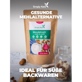 Simply Keto Mandelmehl entölt - Almond Flour - Weißes Lower Carb* Mehl aus Mandeln - Glutenfreies Mehl zum Backen - Reich an Proteinen - Geeignet für Lower Carb*, Paleo & Ketogene Ernährung - 500g
