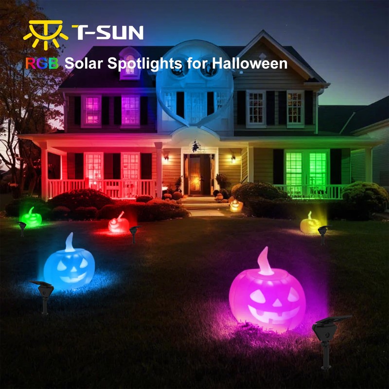 T-SUN Solar Lights Outdoor Waterproof IP65, 6Pack LED Solar Spot