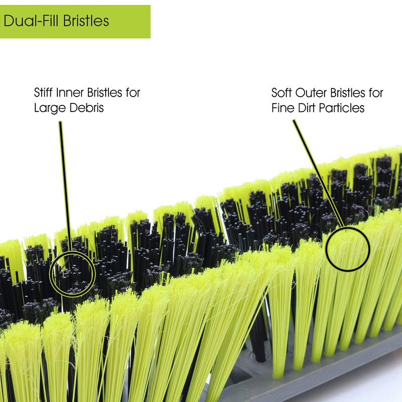 PHYEX Upgraded 18" Push Broom with Adjustable Long Handle, Total