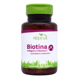 Biotina, Colágeno Y Vitamina C 180 Tabletas Vidanat Sabor Sin sabor