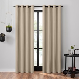 Umbra Ottoman Textured Solid 100% Blackout Grommet 95 in Long x 50 in Wide Window Curtain Panel, Linen