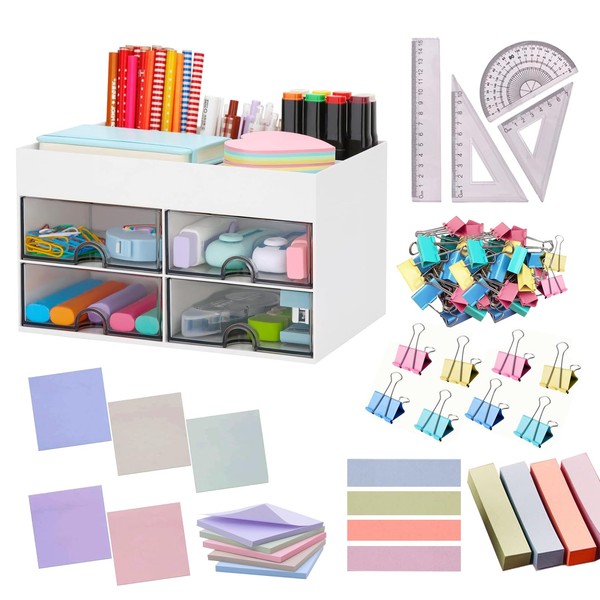 Catekro Desk Organizer with 4 Drawers, Multifunctional Pen Holder for