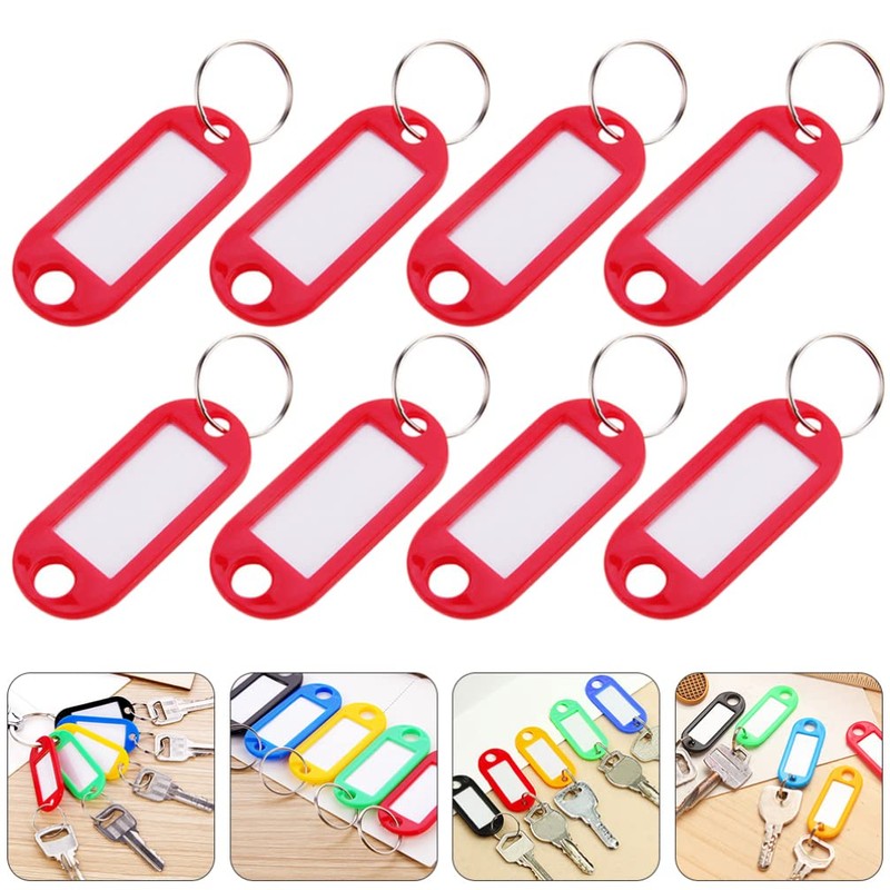 TOYMYTOY Name Badge Keychains, Red, Pack of 50