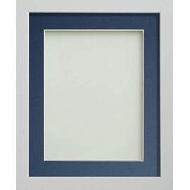 Frame Company Allington White A4 Frame With Blue Mount For Image 10x6 inch *Choice of sizes* Fitted with Real Glass