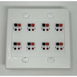 RiteAV 8 Port Speaker Jack Dual Gang Wall Plate for Home Theater - White
