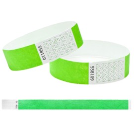 J&R Wristbands Tyvek 3/4 inch 100 Pack, Paper Like Bracelets Used for Events, Nightclubs, waterparks etc. (Neon Green)