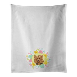 Caroline's Treasures Yorkie Black and Gold #1 Easter White Kitchen Set of 2Kitchen Cotton Hand-Towels