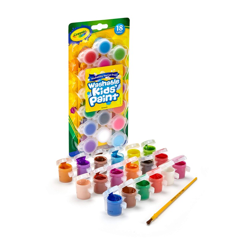 Crayola Washable Kids Paint Set & Paintbrush, Painting Supplies, 18