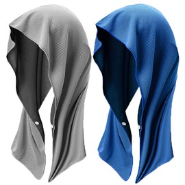 Kakero Cooling Food Towel, Set of 2, Cooling Towel, Cool, Cool, Heatstroke Prevention, Sports, Club Activities (Light Gray x Dark Blue) ac