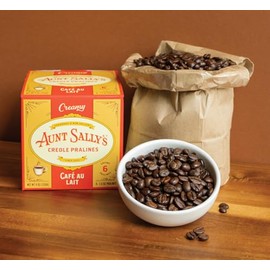 Aunt Sally's Creamy Cafe au Lait Pralines- 6 count box- New Orleans Most Famous Praline- Handmade Pecan Candy
