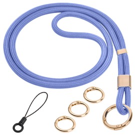 Flintronic Lanyard, lanyards, lanyard, rotating metal clip, removable neck lanyard, long wrist with carabiner, paracord key fob, key, ID card, #4 Light Blue