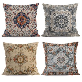SEVENWELL Bohemias Ethnic Geometric Cushion Covers 45x45 cm Pack of 4 Tribal Pillow Covers Ethnic Bohemia Cushion Cases Decorative Pillow Cases for Sofa Bed