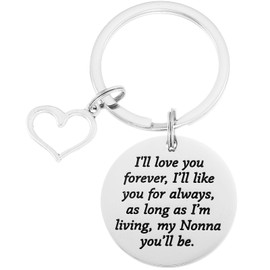 HUTIMY Nonna Gift for Grandma Italian from Grandkids Granddaughter Birthday Jewelry Women Bday Nonna Keychain, Stainless Steel, Medium