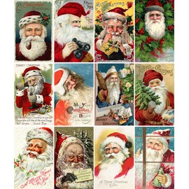 PIXILUV CHRISTMAS SANTA PORTRAITS (Pack of 12) Notecards Small Greeting Cards # Merry Santa Claus St Nicholas ~ Vintage Christmas Postcards Reprint