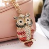 HEYU Simulated Owl Diamond Keyring Pendant Key Chain, red