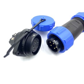 bayzconn SP21 5-Pin Solderless 2 Holes Flange Aviation Plug IP68 Waterproof and Dustproof Aviation Plug for Outdoor Lamps 500V 30A (12AWG Cable Screw Crimp)