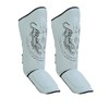 Playwell Matte White "Twin Tiger" Muay Thai Shin Guards -